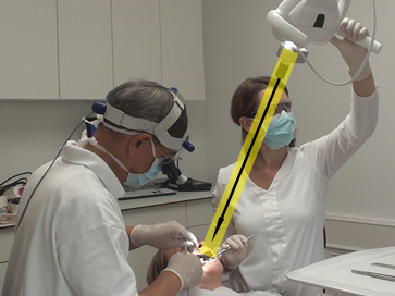 adjusting ThirdEye dental cameras to center of dental light beam 